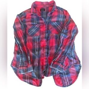 Cotton On Soft Flannel Print Button Up Shirt  - Womens Size Small - Red